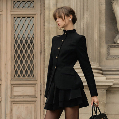 Preppy Style All-match Temperament Youthful-looking Stand Collar Suit