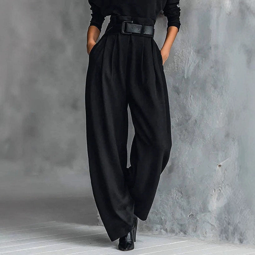 High-grade Ice Silk American High Waist Suit Pants