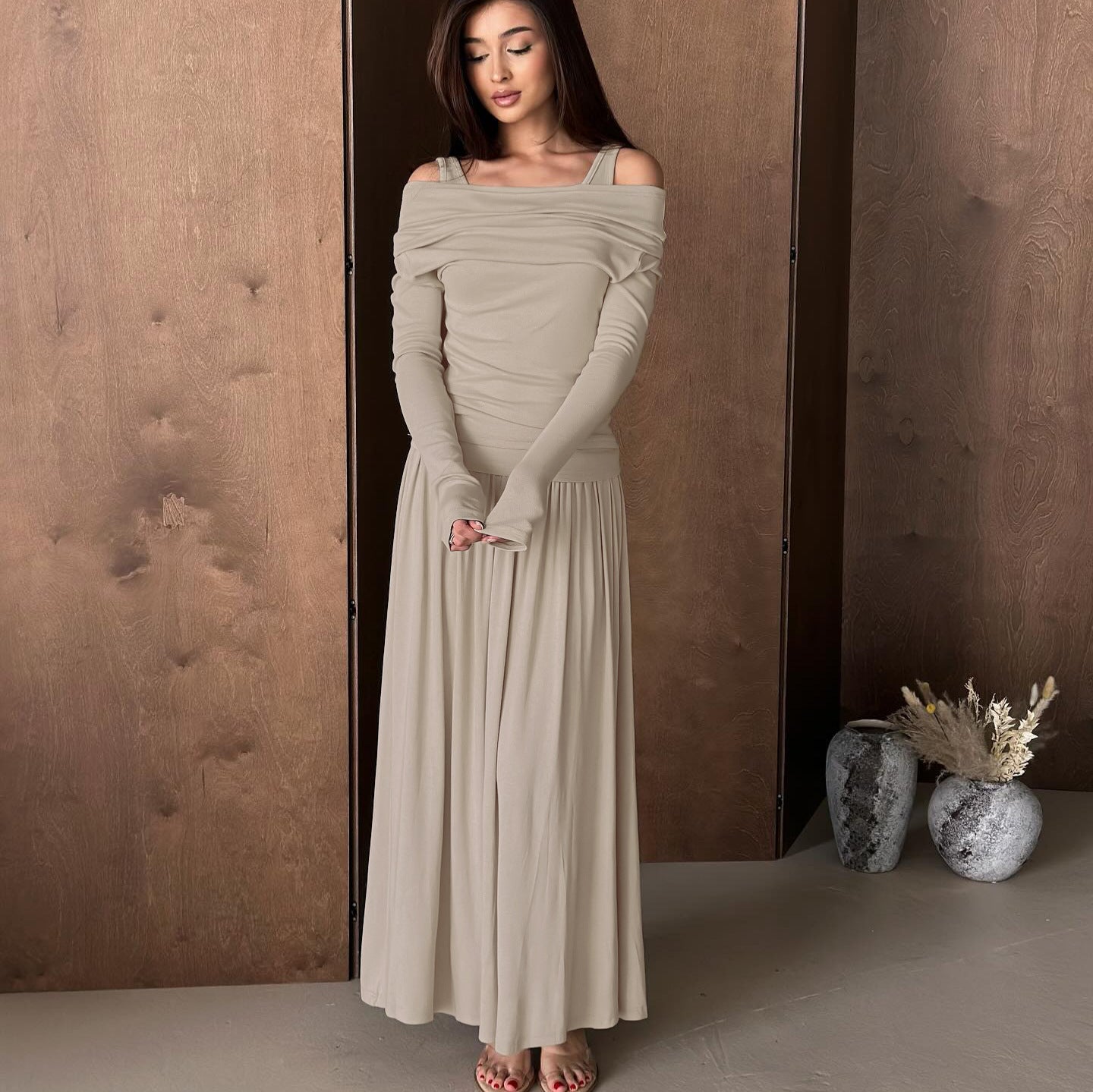 Strappy Top Gathered Maxi Skirt Casual Set