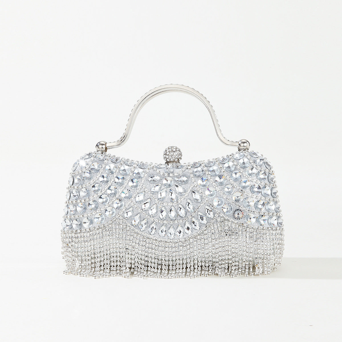 Rhinestone Tassel Portable Chain Box Dinner Bag Women