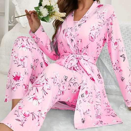 Home Nightgown Trousers Slip Nightdress Three-piece Suit
