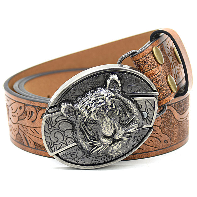 Personality Student Trendy Printing Engraving Smooth Buckle Knife Embossing Belt