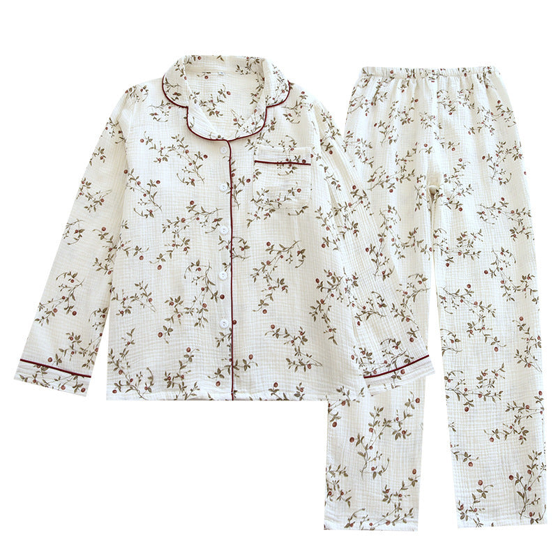 Women's Cotton Gauze Pajamas Spring And Autumn Long-sleeved Trousers