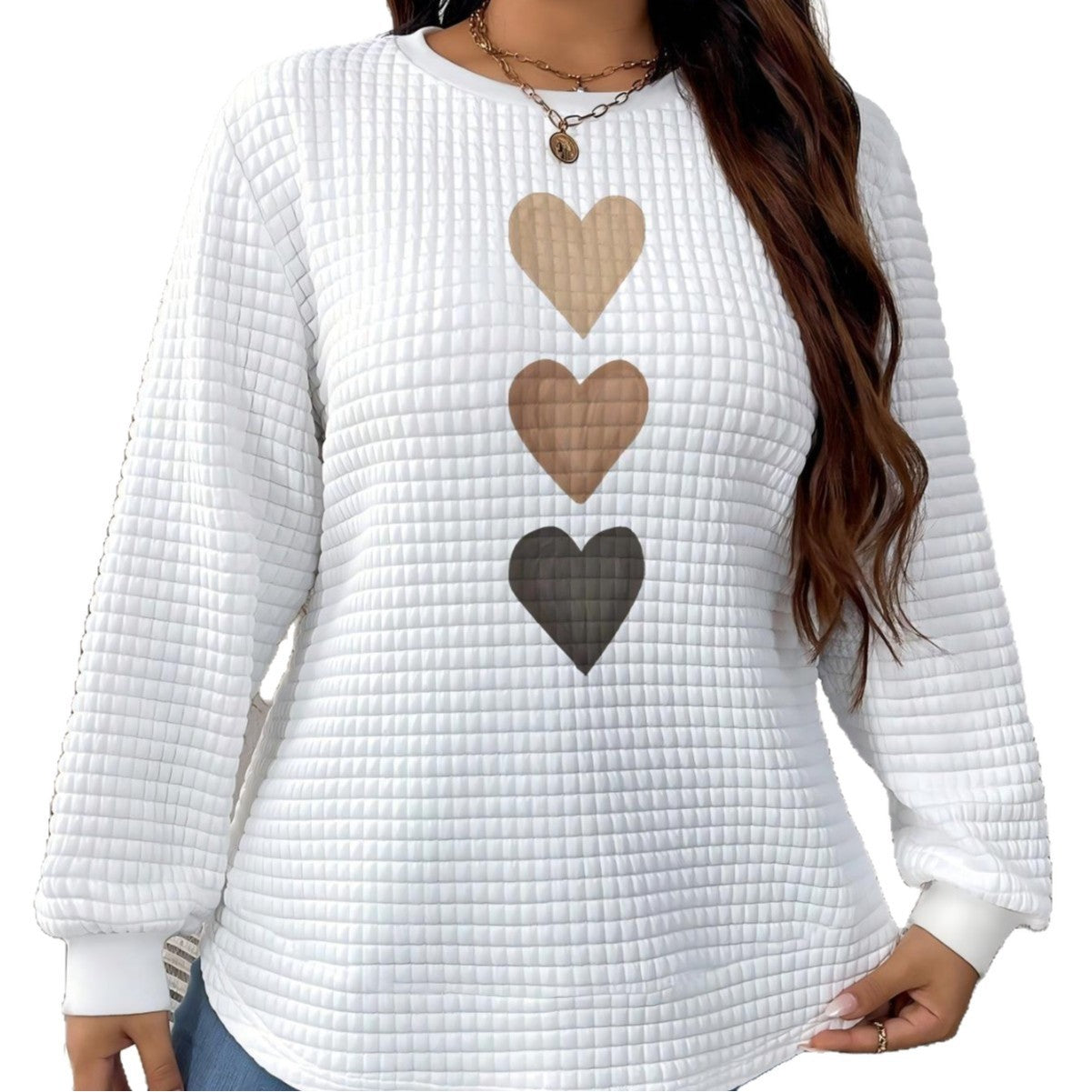 Long Sleeve Casual Love Sweater Plus Size Women's Clothing
