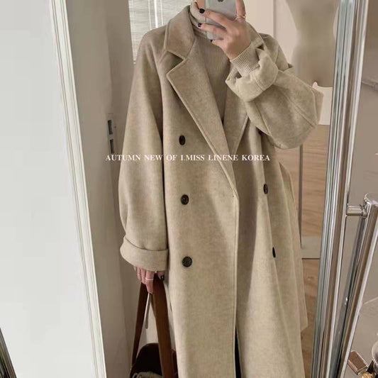 Women's Wool Coat Mid-length Loose Thicken Autumn Winter New Style Overcoat
