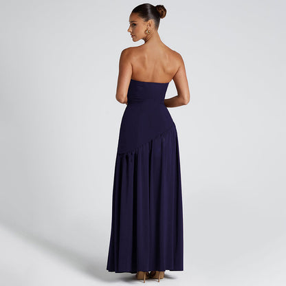 Pure Color Split Backless Elegant Streamer Dress