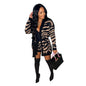 Women's Clothing Handmade Knitted Leopard-print Sweater Coat And Shorts Suit