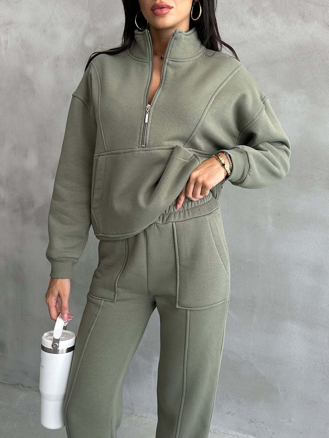 European And American Women's Clothing Two-piece Sweater Fleece Sports