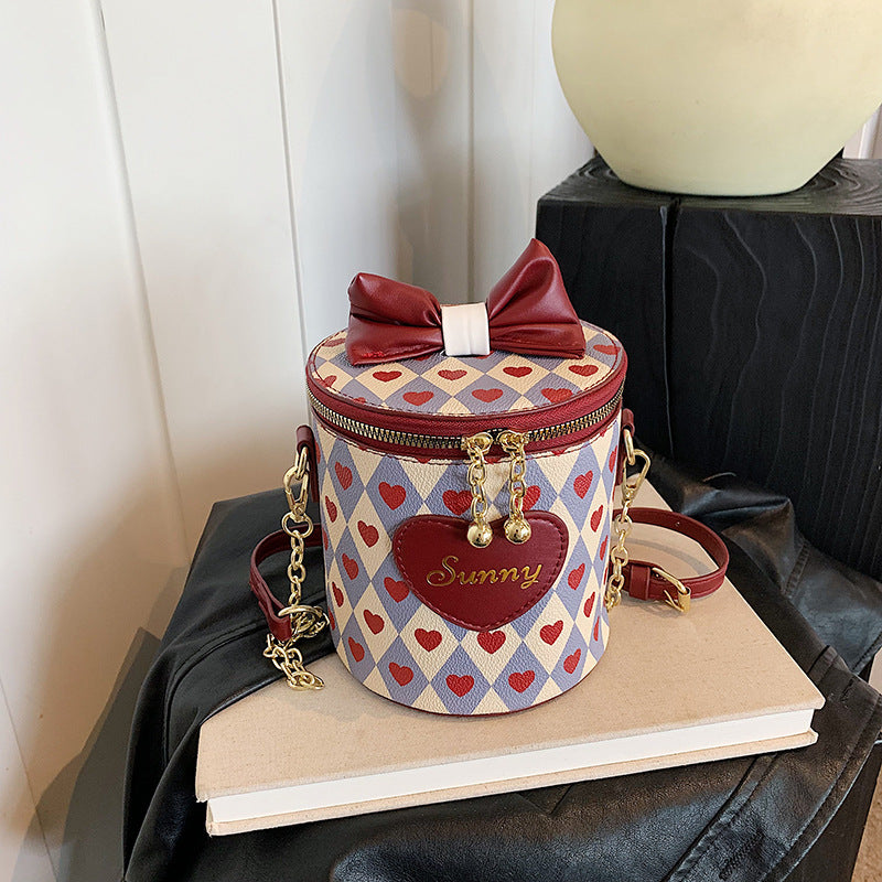 Special-interest Design Contrast Color Chain Bucket Bag