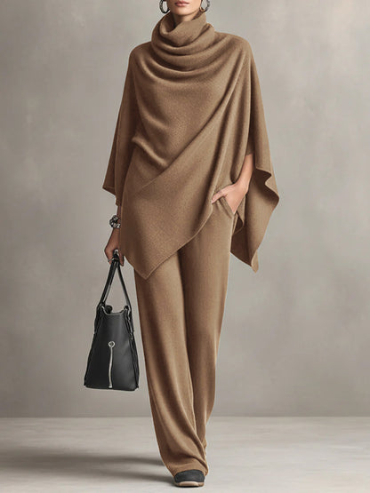 Womens Cloak Top And Wide-leg Pants Two-piece Set