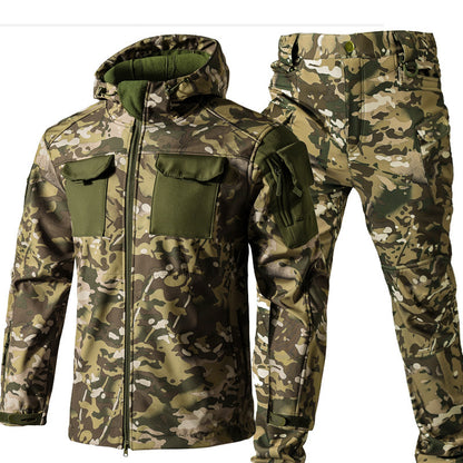 Autumn And Winter Fleece-lined Soft Shell Beetle Shell Jacket Suit