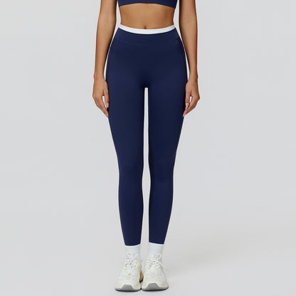 High Waist Contrast Color Tight Trousers Running Fitness Clothes