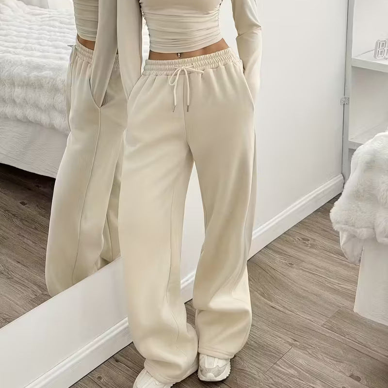 European And American Women's New Long Sleeve Solid Color Vest Pants Suit