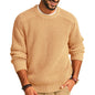 Men's Solid Color Long Sleeve Round Neck Fashion Sweater Loose Retro Sweater