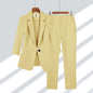 2pcs Casual Blazer Set Solid Color Lapel Single-breasted Jacket And Zipper Straight Pants Women's Office Business Suit