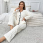 Simple Casual Solid Color Flannel Home Wear Pajamas Suit