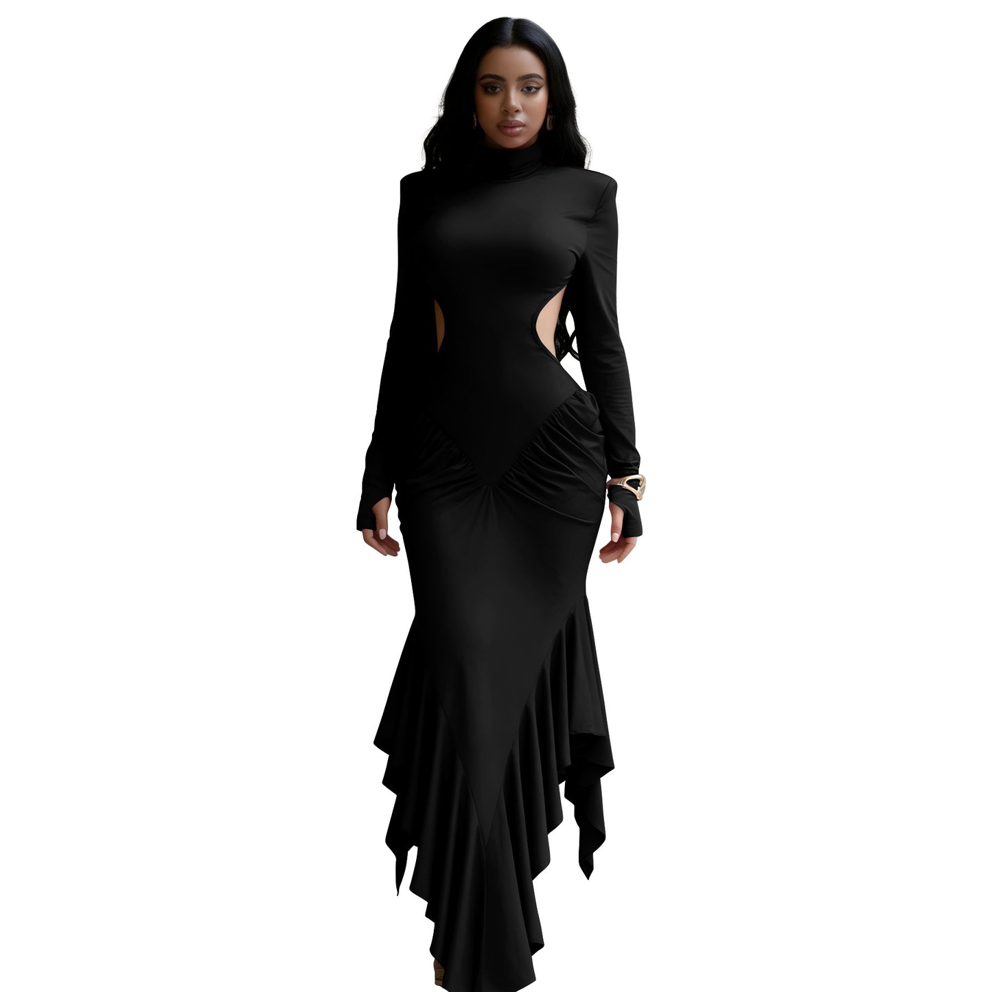 Backless Evening Gown In A Solid Color