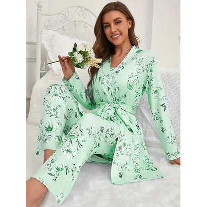 Home Nightgown Trousers Slip Nightdress Three-piece Suit