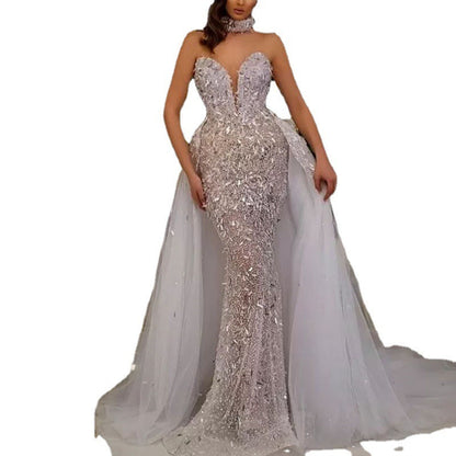 Sequined Fishtail Sleeveless Long Dress For Women