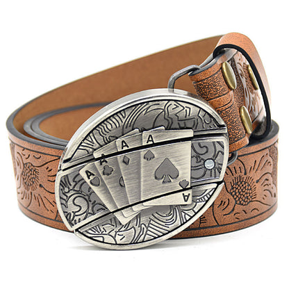 Personality Student Trendy Printing Engraving Smooth Buckle Knife Embossing Belt