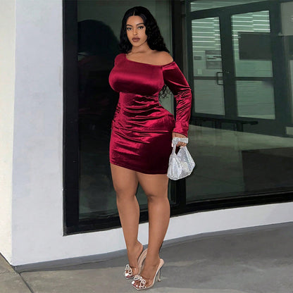 Sexy Off-shoulder French Style Velvet Dress