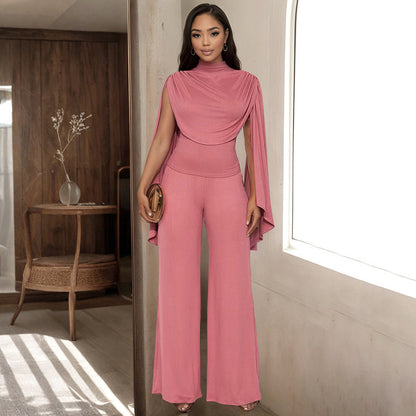 Women's Solid Color Casual Slim Swing Neck Sleeveless Top And Ribbed Pants Set