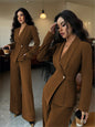 Women's Long-sleeved Suit Jacket Straight-leg Pants Top And Bottom