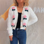 Stitching Three-dimensional Flower Fashion Short Knitted Sweater