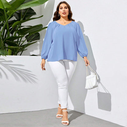 European And American Women's Loose Casual Shirt Sleeve Elegant Shirt Top