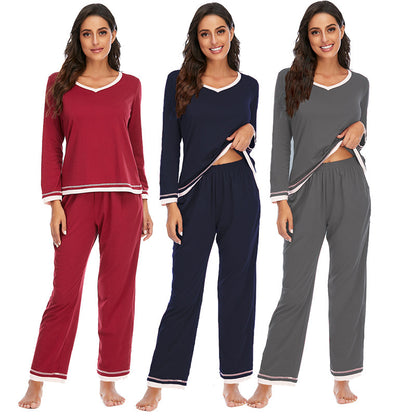 Women's Pajamas Long-sleeved Trousers Home Wear Two-piece Set
