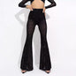 Women's Flocked Mesh High-Waisted Casual Pants
