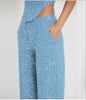 Fashion Denim Sequined Tube Top Wide Leg Pants Suit