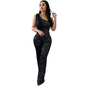 Women's Solid Color Sleeveless One-shoulder Sequined Trousers Jumpsuit
