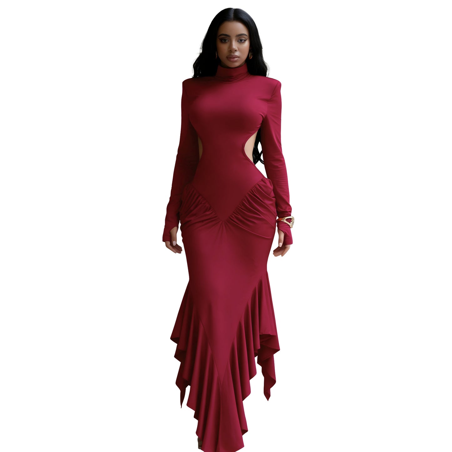 Backless Evening Gown In A Solid Color