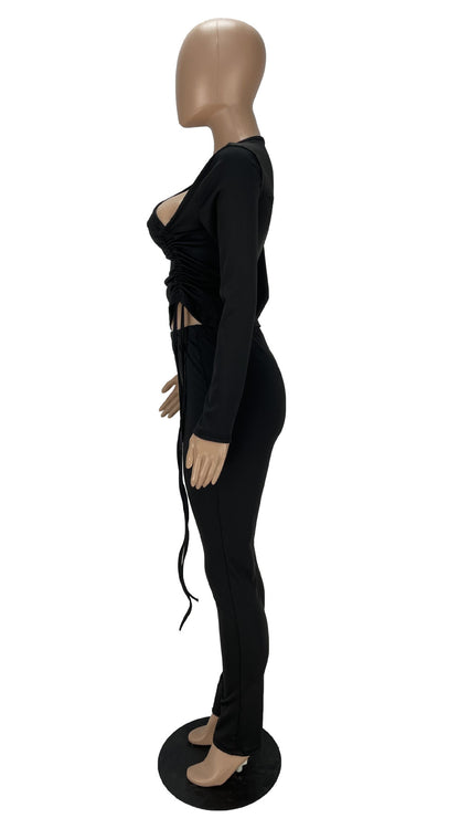 Women's Clothing Fashion Irregular Collar Drawstring Two-piece Suit