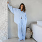 Loose Cotton And Linen Breathable Long Sleeves Trousers Two-piece Set
