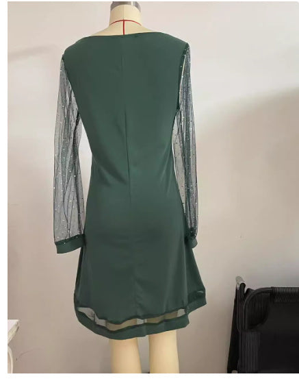 Side Sleeve V-neck Pullover Dress