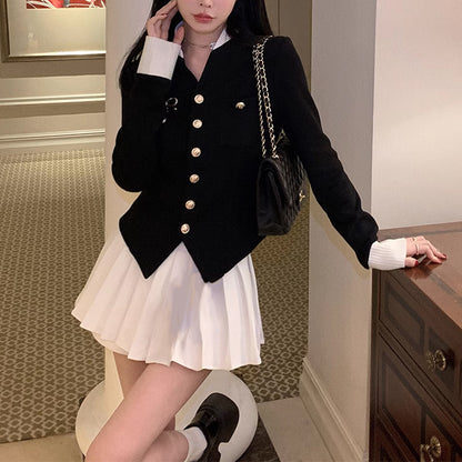 Knitwear Coat Short Dress Two-piece Set