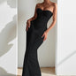 Evening Dress Long Skirt Waist-cinching Slim Ribbon Strapless Elegant Dress