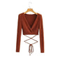 Women's Fashion Long Sleeve Knit Top With Thin Straps