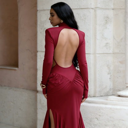 Backless Evening Gown In A Solid Color