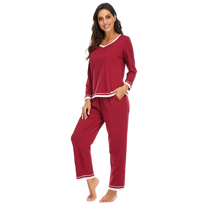Women's Pajamas Long-sleeved Trousers Home Wear Two-piece Set