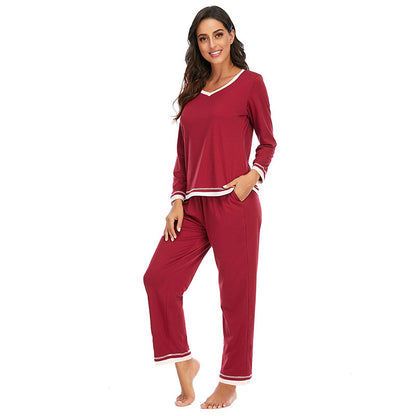 Women's Pajamas Long-sleeved Trousers Home Wear Two-piece Set