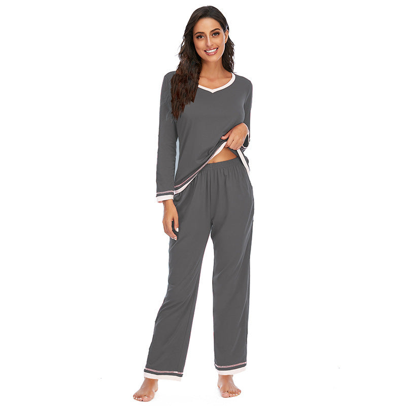 Women's Pajamas Long-sleeved Trousers Home Wear Two-piece Set