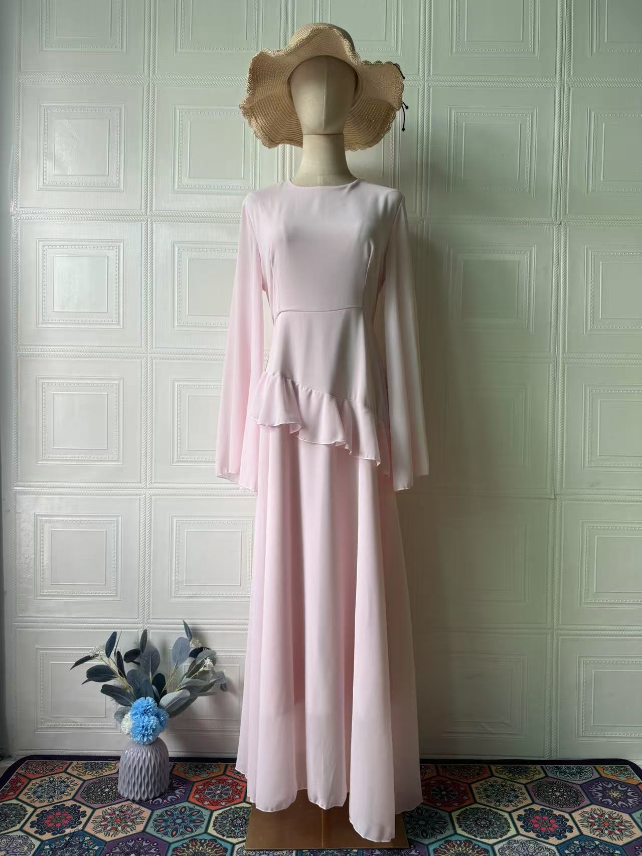 Elegant Temperament Long Sleeve Long Dress Luxurious Lightweight Dress Women