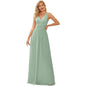 Women's Elegant Graceful Deep V-neck Sleeveless Chiffon Formal Maxi Evening Dress