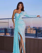 Fashion New One Shoulder Sequin Bridesmaid Party Long Dress