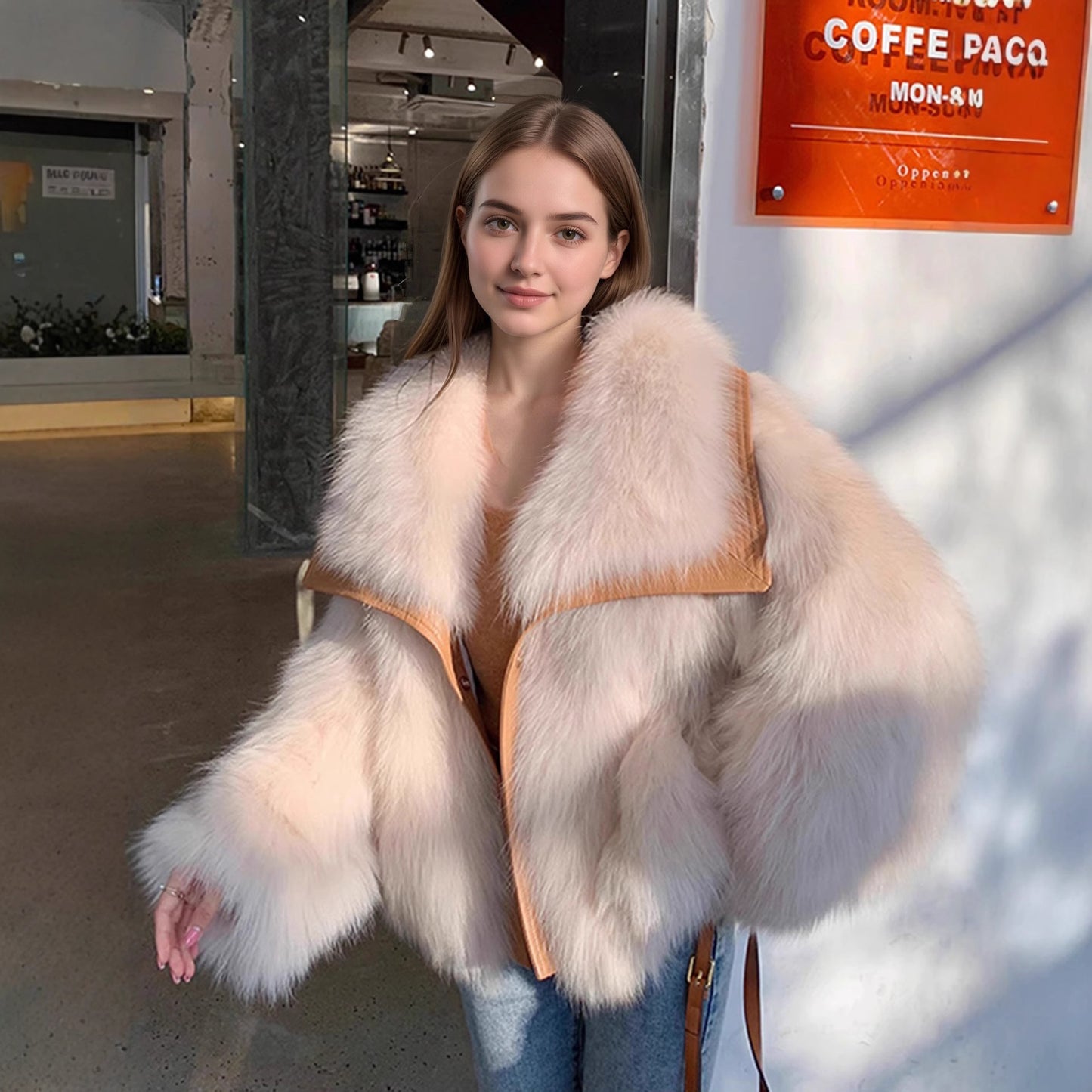 Youth-style Faux Fox Fur Coat