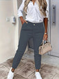 Women's Autumn Pocket Slim Fashion Casual Cropped Trousers