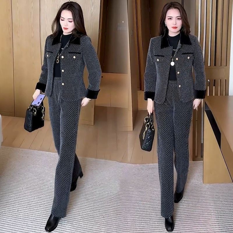 Short Coat Wide Leg Pants Two-piece Set